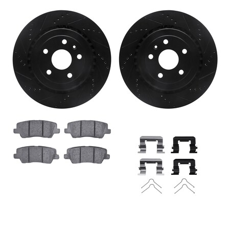 Dynamic Friction Co 8512-47049, Rotors-Drilled and Slotted-Black w/ 5000 Advanced Brake Pads incl. Hardware, Zinc Coated 8512-47049